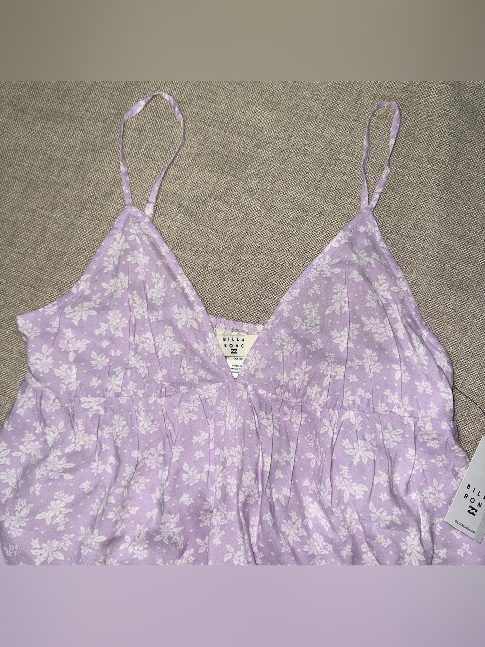 Billabong Carefree Cami Lavender Floral Tank Top Size M - Picture 2 of 10